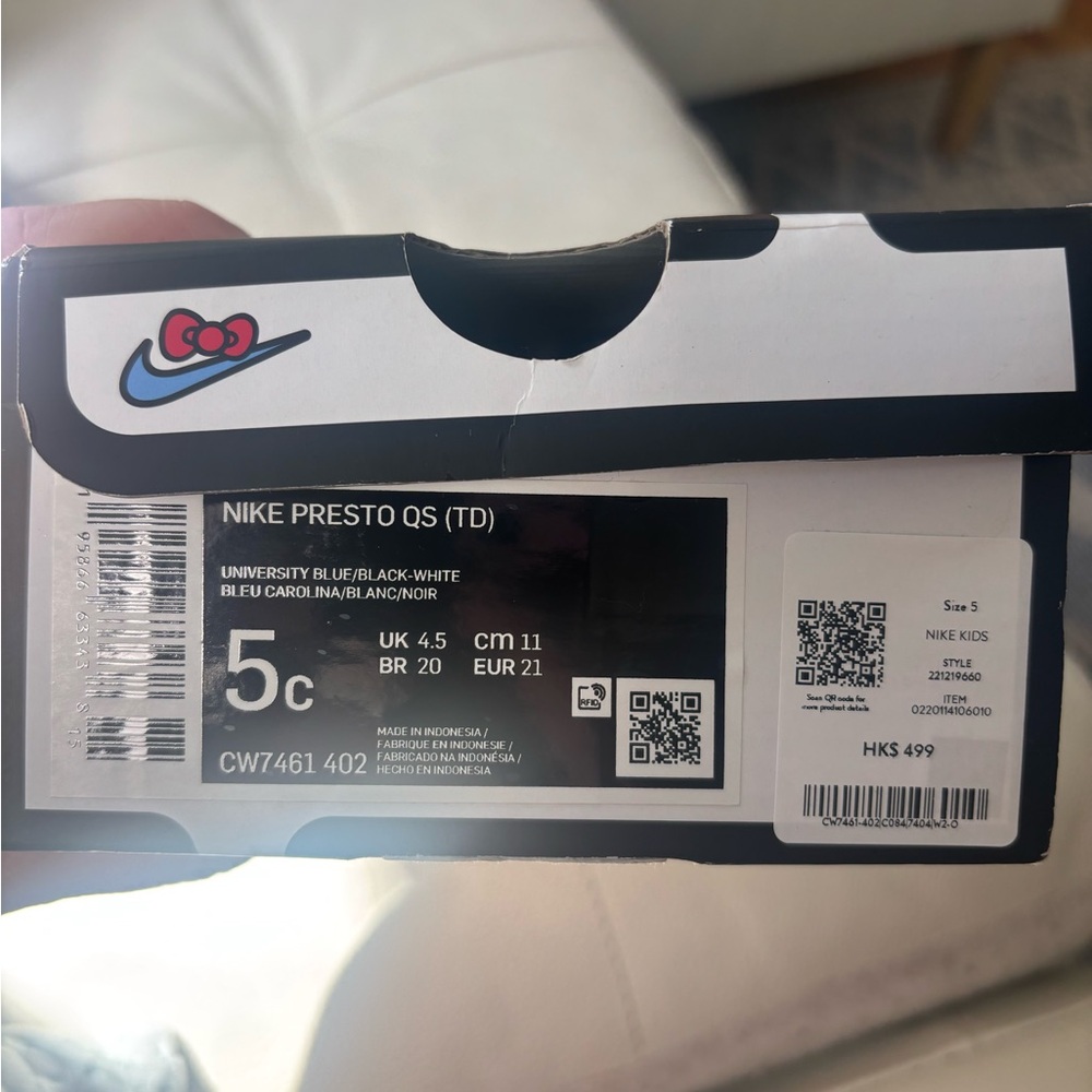 Hello Kitty Special Edition Nike Presto QS TD Sneakers - Blue, Black, White